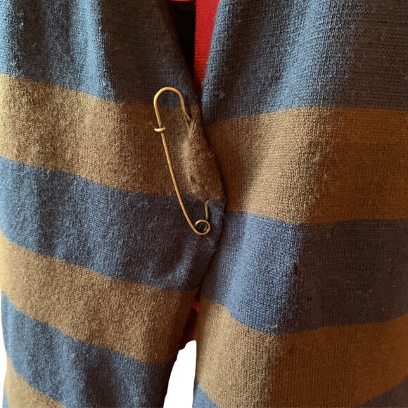 Lady Dutch - Striped Knit Hooded with cloth pin attach Cardigan Sweater XS - Picture 2 of 11